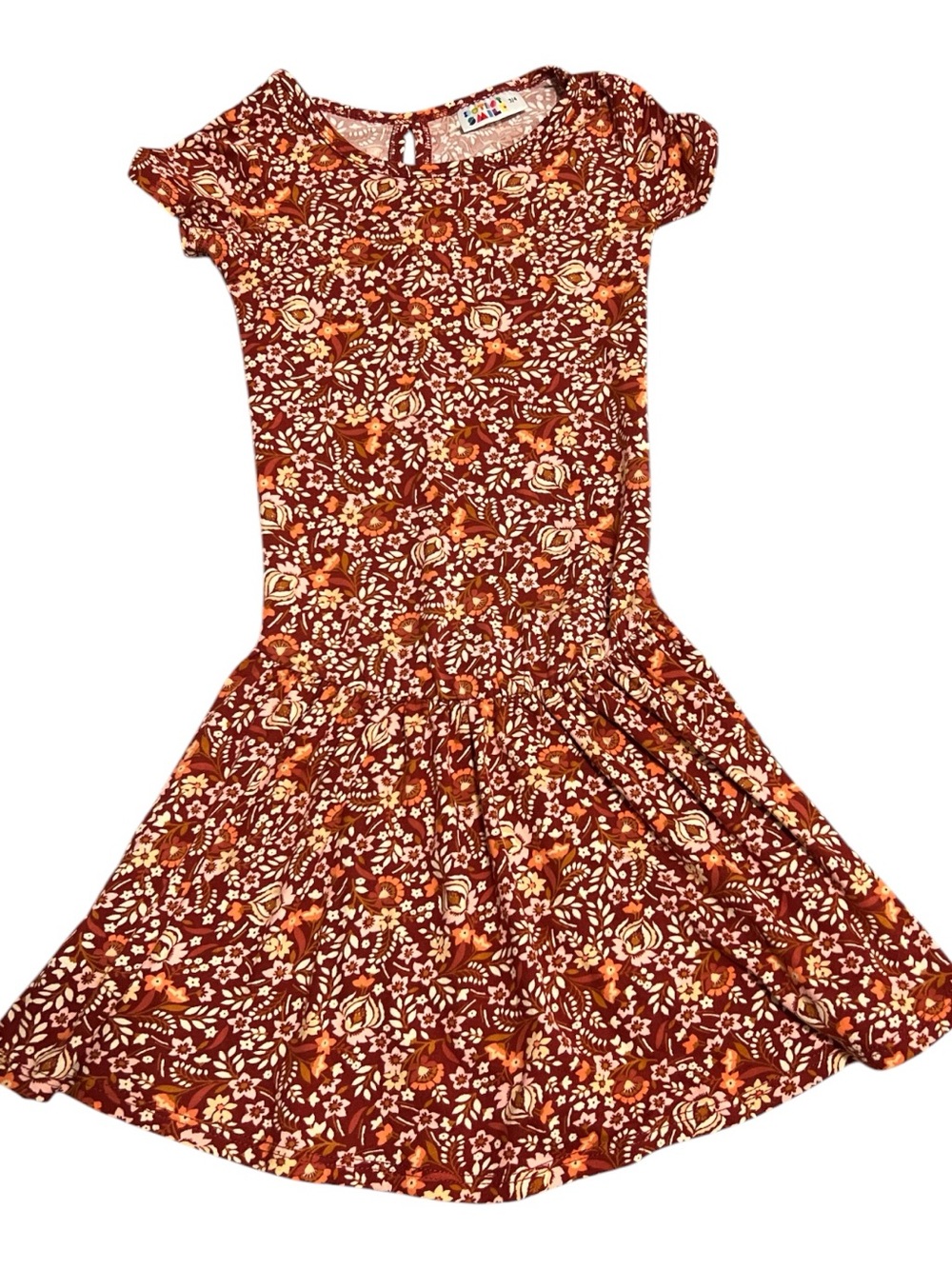 Dot Dot Smile Girls' Floral Twirl Dress - Rust, Orange & Cream